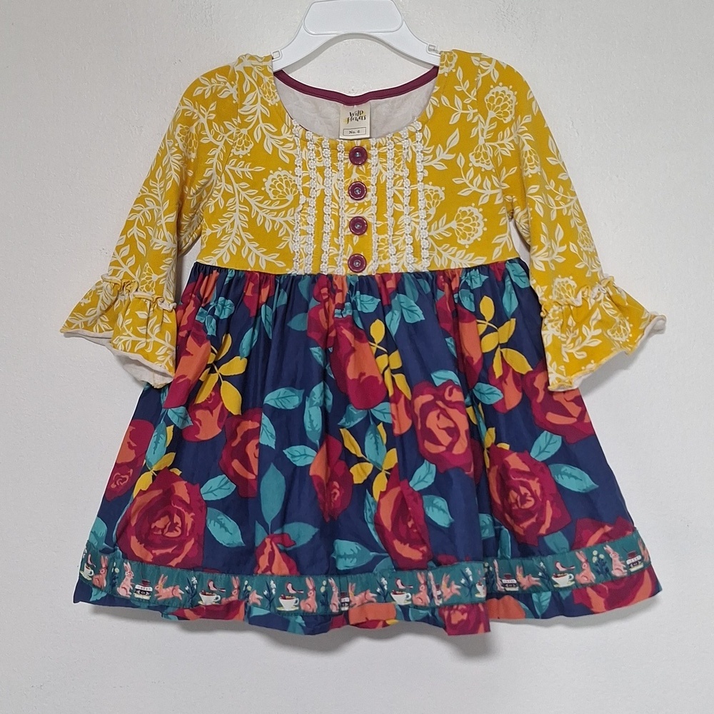 Wildflowers Yellow and Blue Floral Blouse Top